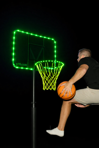 EXTREME NIGHTIME BUNDLE (Hoop, LED Rim and Backboard Lights, Glow in the dark net, Glow in the dark ball)