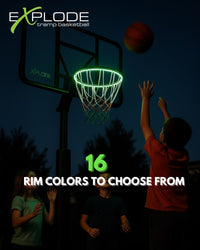 EXTREME NIGHTIME BUNDLE (Hoop, LED Backboard lights, LED Rim lights, Glow in the dark Basketball, Glow in the dark net)