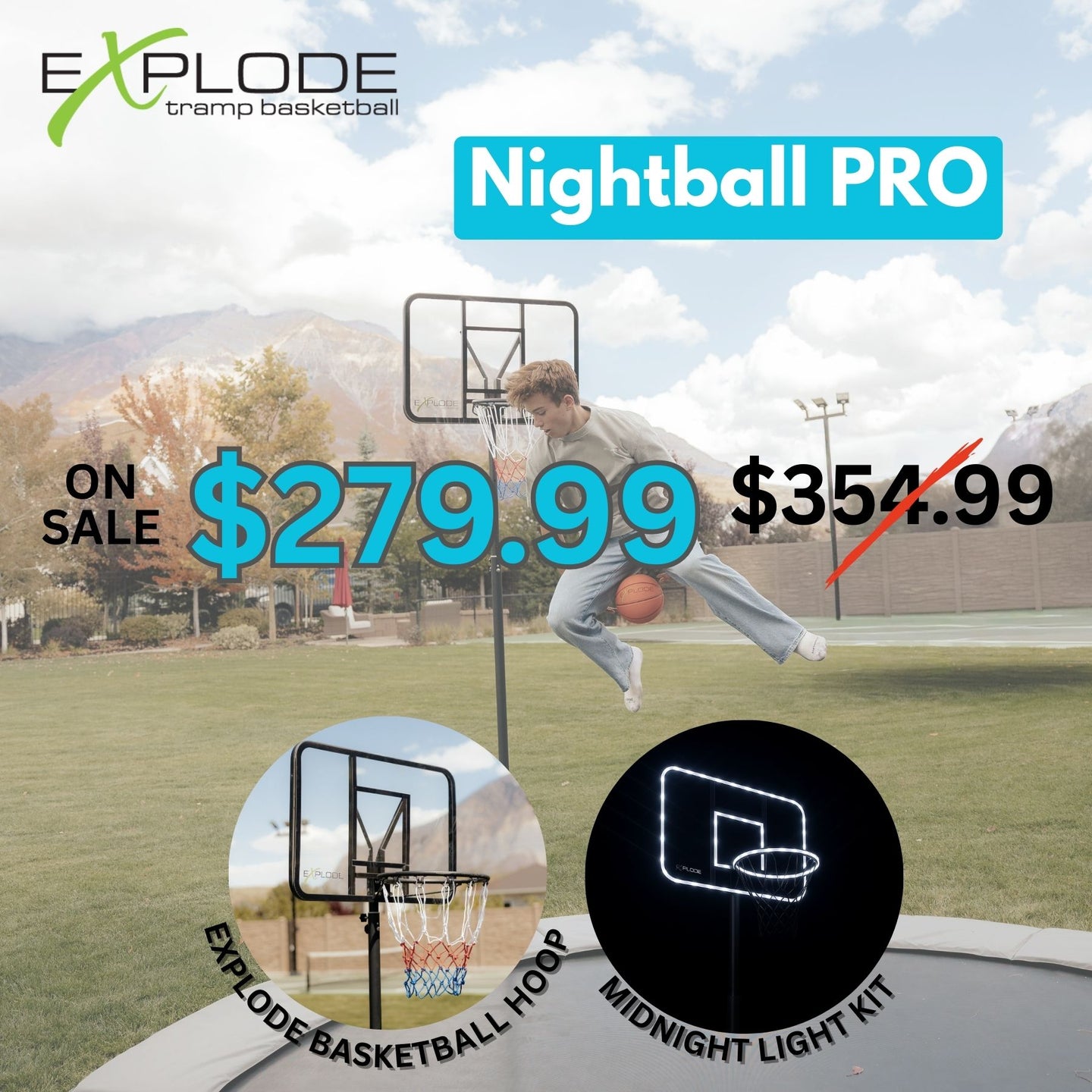 NightBall Pro (Hoop, LED Rim and Backboard Lights)